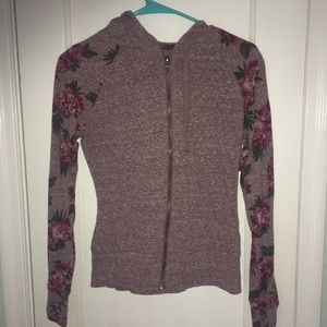 Purple and floral zip up hoodie